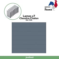 Clôture Jardimat Chalon Gris 250 Cm, 7 Lames